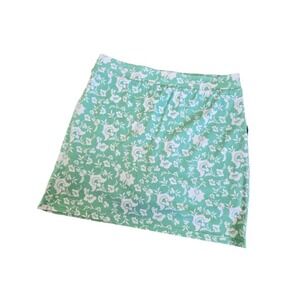 Croft‎ Barrow Mint Green A-Line Floral Pattern Mini Skirt Skort Pockets Med